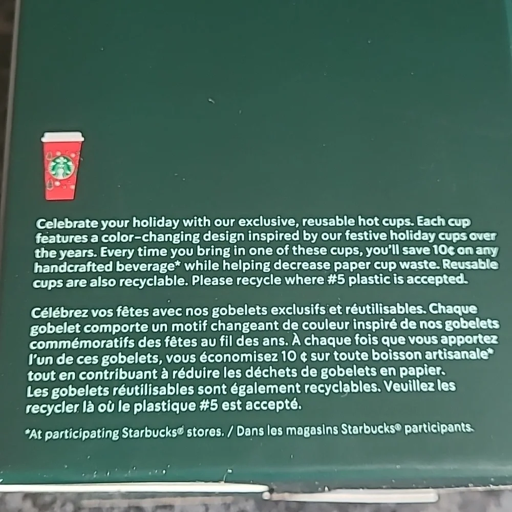 Starbucks Christmas Themed Reusable Color Changing Hot Cups w/Lids - NEW - Picture 8 of 9